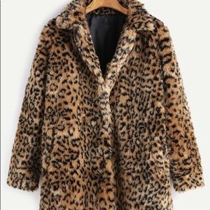 Leopard Button Up Fuzzy Coat